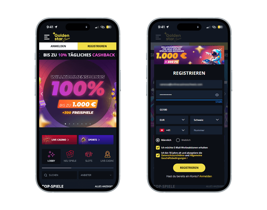 goldenstar casino mobile screenshot 1