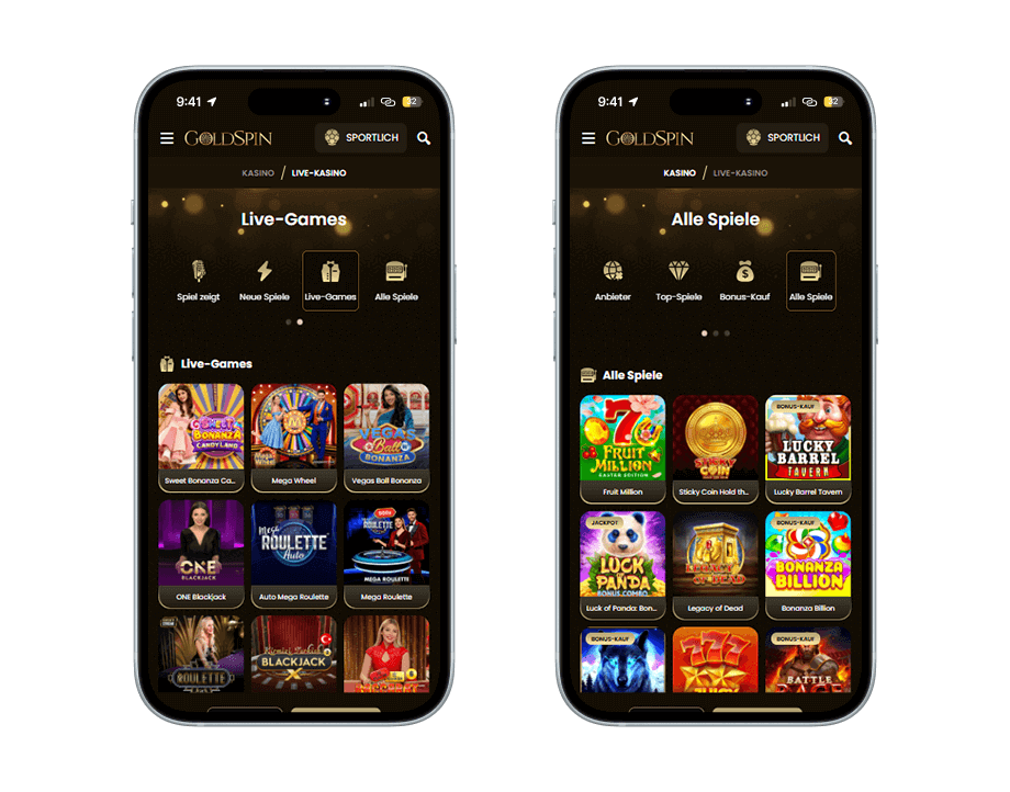 goldspin casino mobile screenshot 2