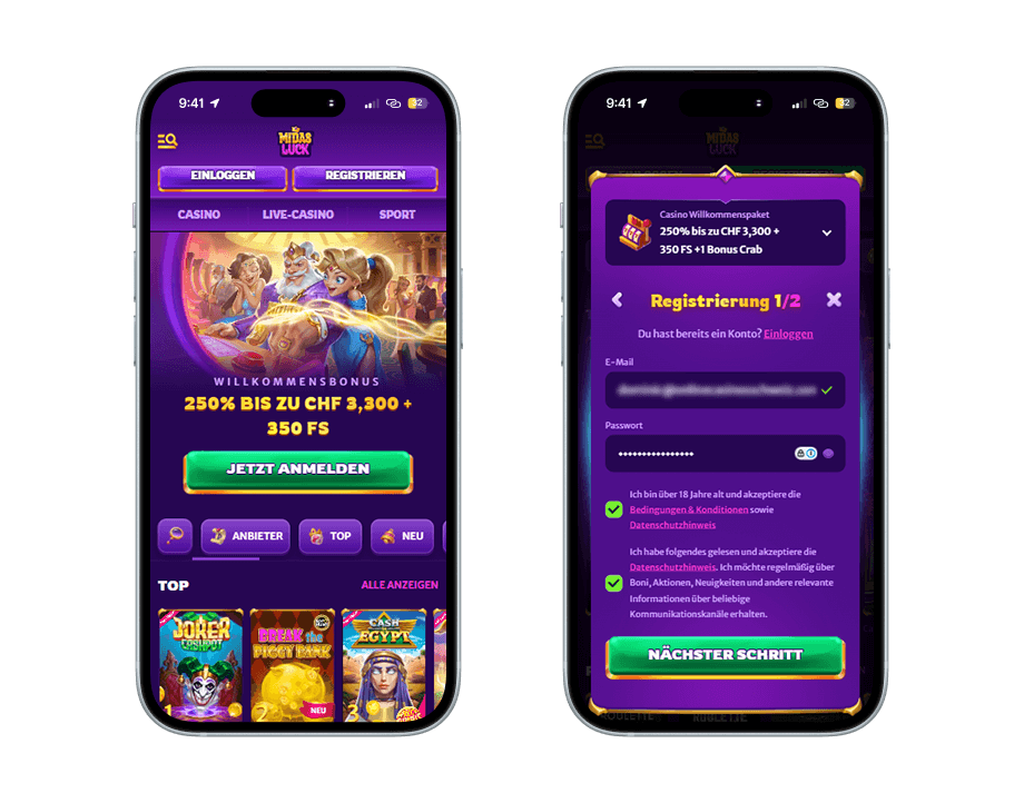 midasluck casino mobile screenshot 1
