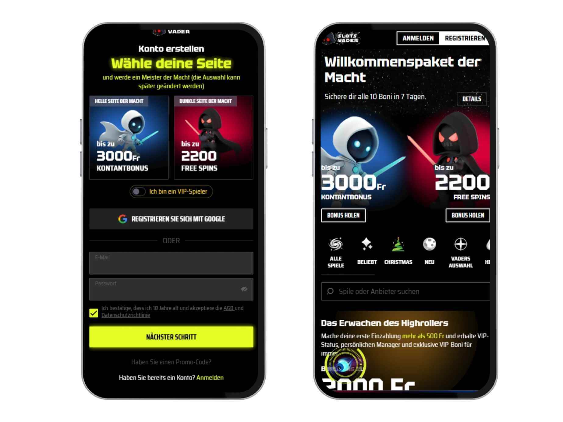 slot vader mobile screenshot 1