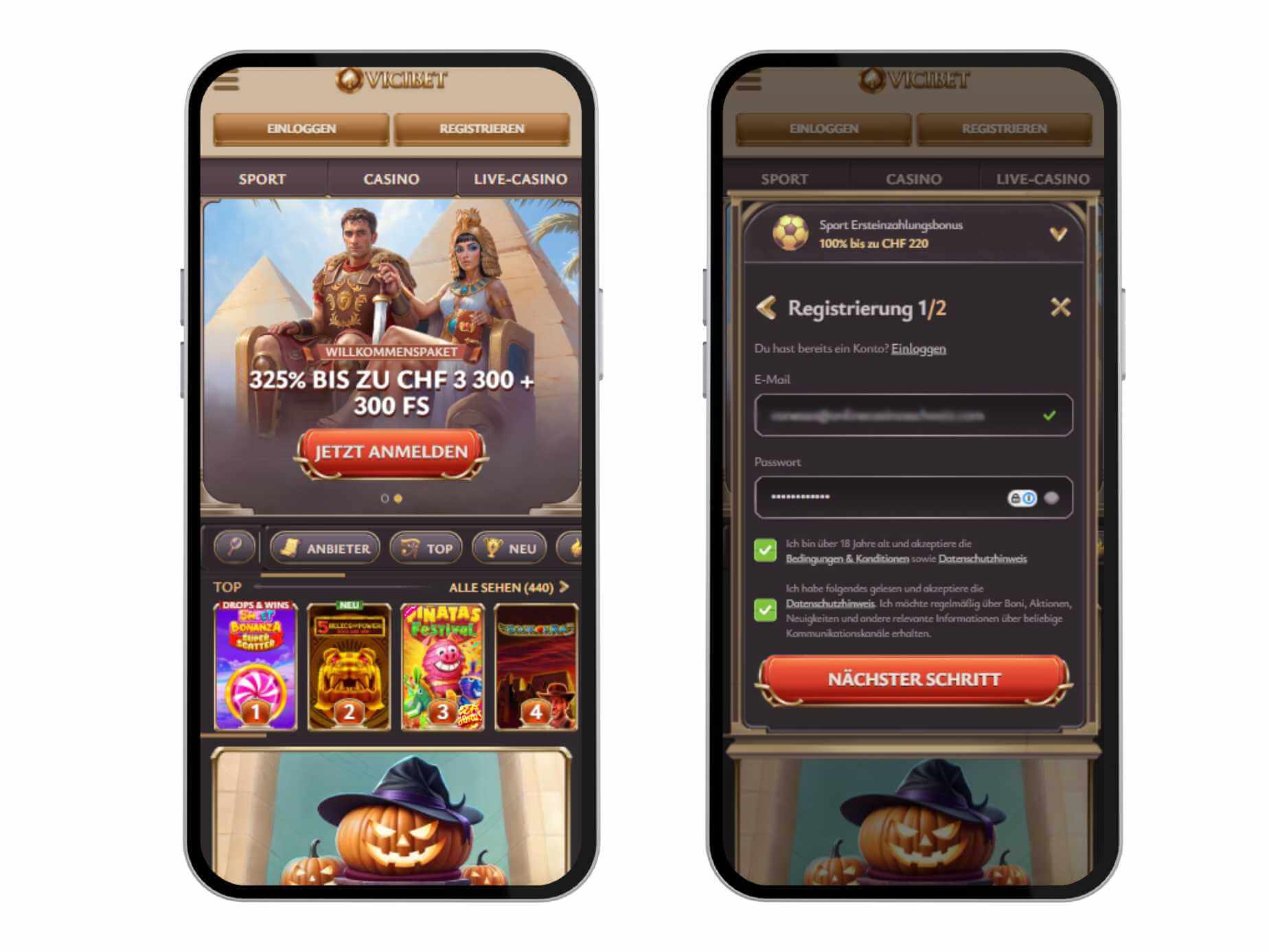 vicibet 1 phone mockup